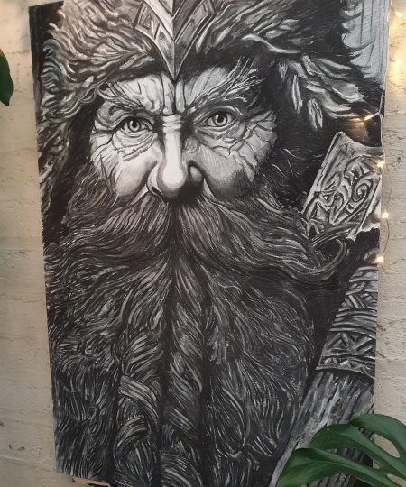 Very Large Brian Boru (Gaelic: Brian Bóruma) Original Charcoal Drawing