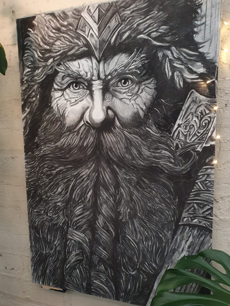 Very Large Brian Boru (Gaelic: Brian Bóruma) Original Charcoal Drawing