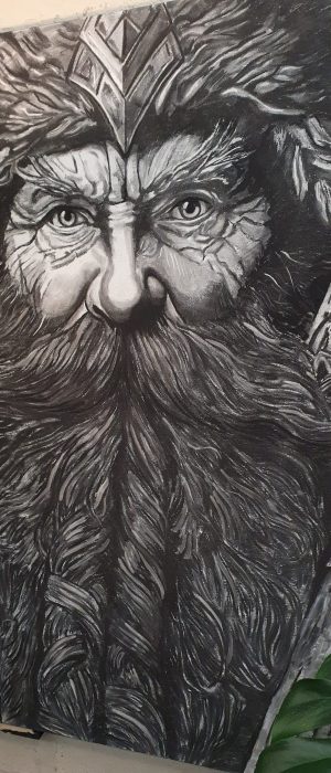 Brian Boru High Irish King Charcoal Drawing Irish Heritage