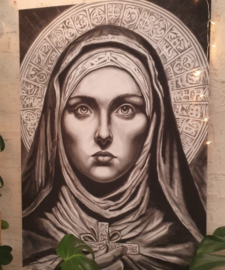 Saint Brigid Charcoal Drawing