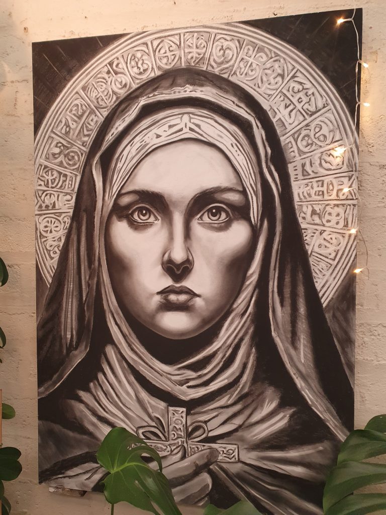 Saint Brigid Charcoal Drawing