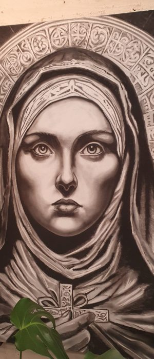 20251013_105955 Saint Brigid Charcoal Drawing